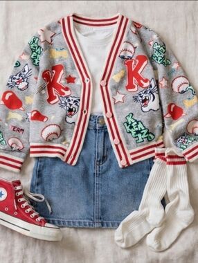 Kenzo Kids Varsity Tiger Cardigan Jacket Size 5 Designer Girls Sweatshirt Jacket